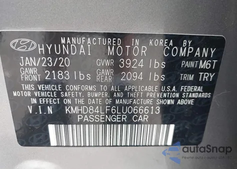 2020 Hyundai Elantra Value Edition from USA, damaged, VIN KMHD84LF6LU066613